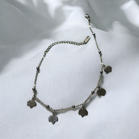 Silver Leaf Anklet
